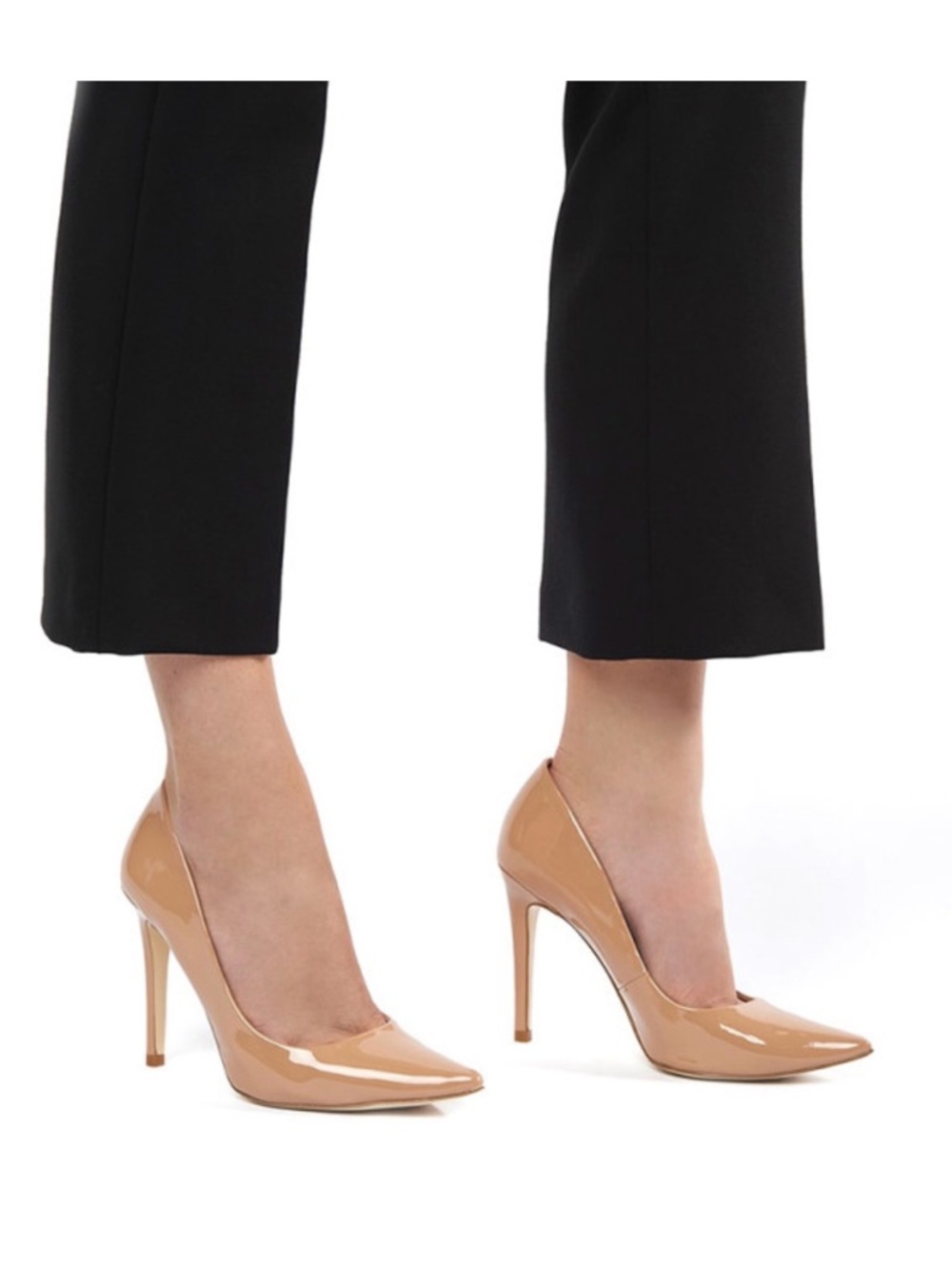 Dune London Amaretto Camel Nude Patent Pointed-Toe Pumps